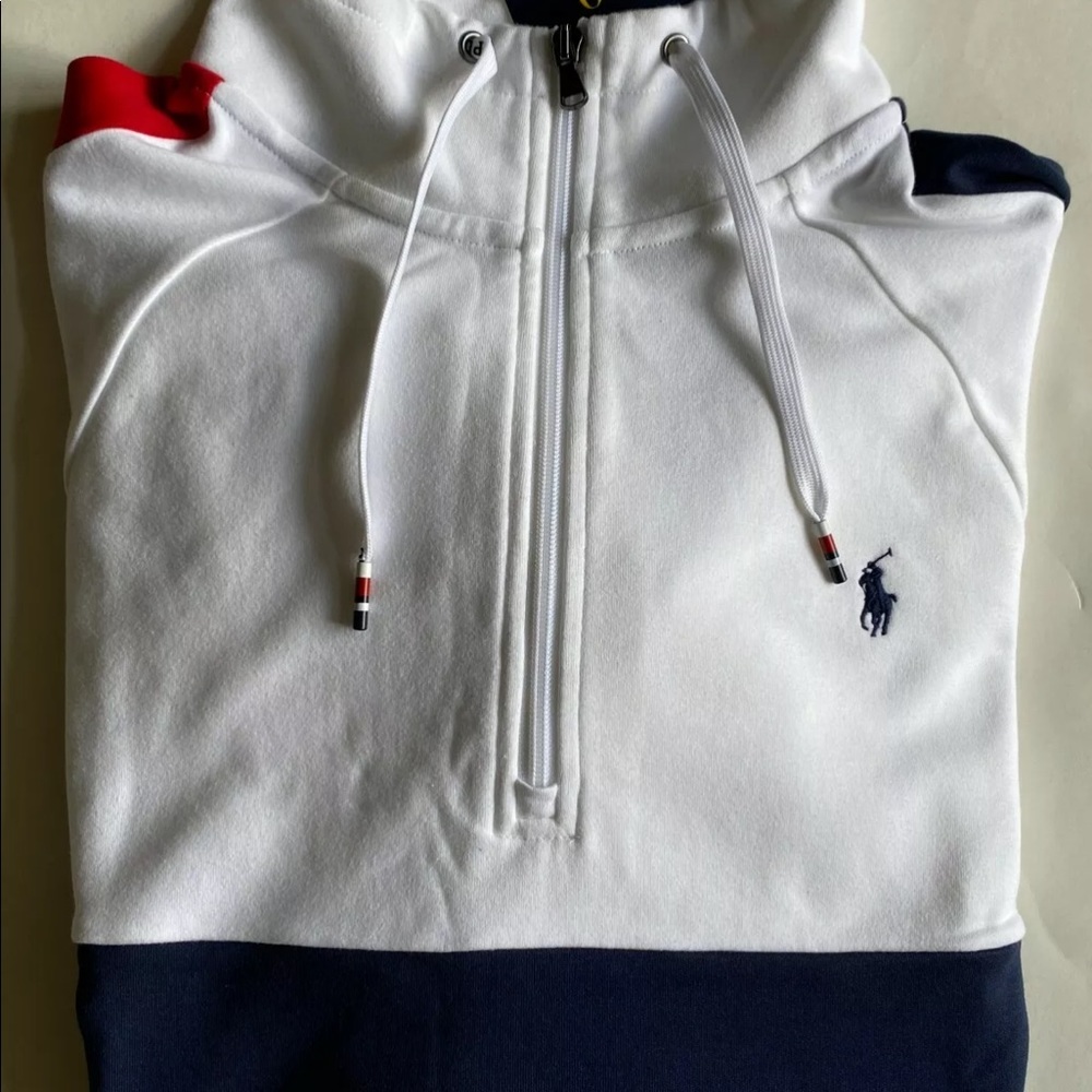 $148 NWT Mens Polo Ralph Lauren 1/4 Zip Color-Block Cotton Pullover Sweatshirt - Picture 4 of 4